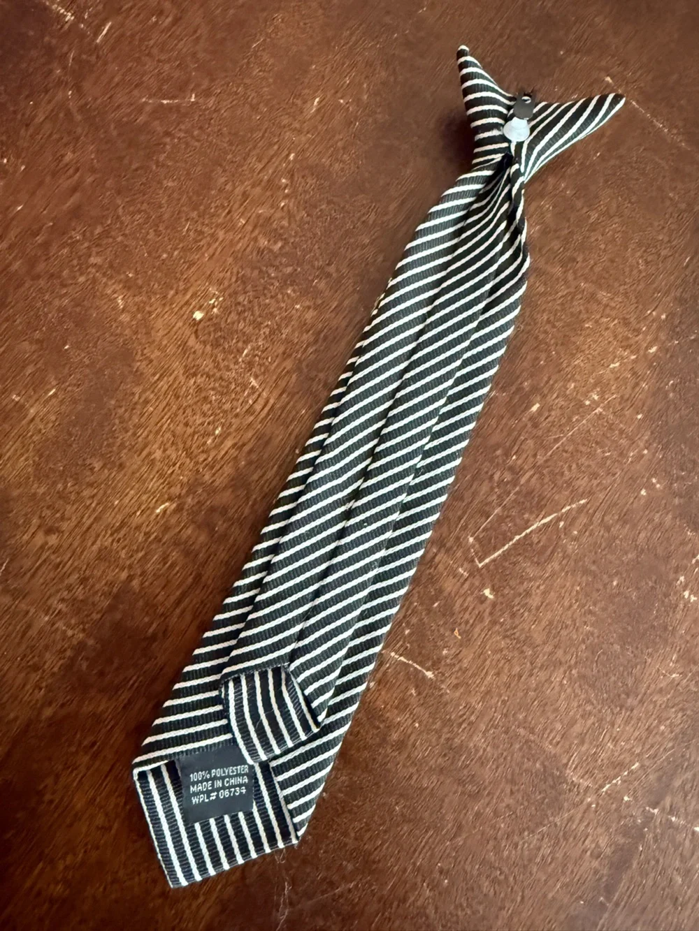 Set of 2 Boys Striped Black and White Tie + Dark/Light Blue Stripes Ties 4-6yo